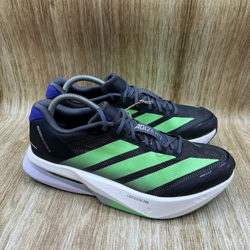 adidas Adizero Boston 13 Men's Size 9.5 Black Green Running Shoes JQ1670 NEW